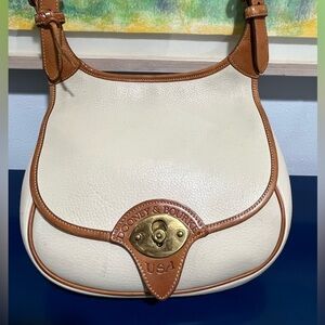 Dooney & Bourke Calvary Saddle Bag Purse British Tan Leather Vintage 90s  AWL